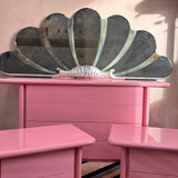 Italian 1980s large shell light up mirror