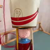 Rare 1950's Jacques Adnet Soldiers by Suzanne Bonnichon wooden chandelier