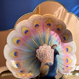 Rare 1970s Italian porcelain large peacock table lamp