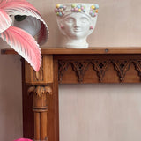 Large Italian wood carved palm fireplace surround C.1950
