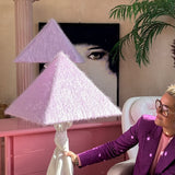 Rare pair of 1970s John Dickinson drape, knotted table lamps