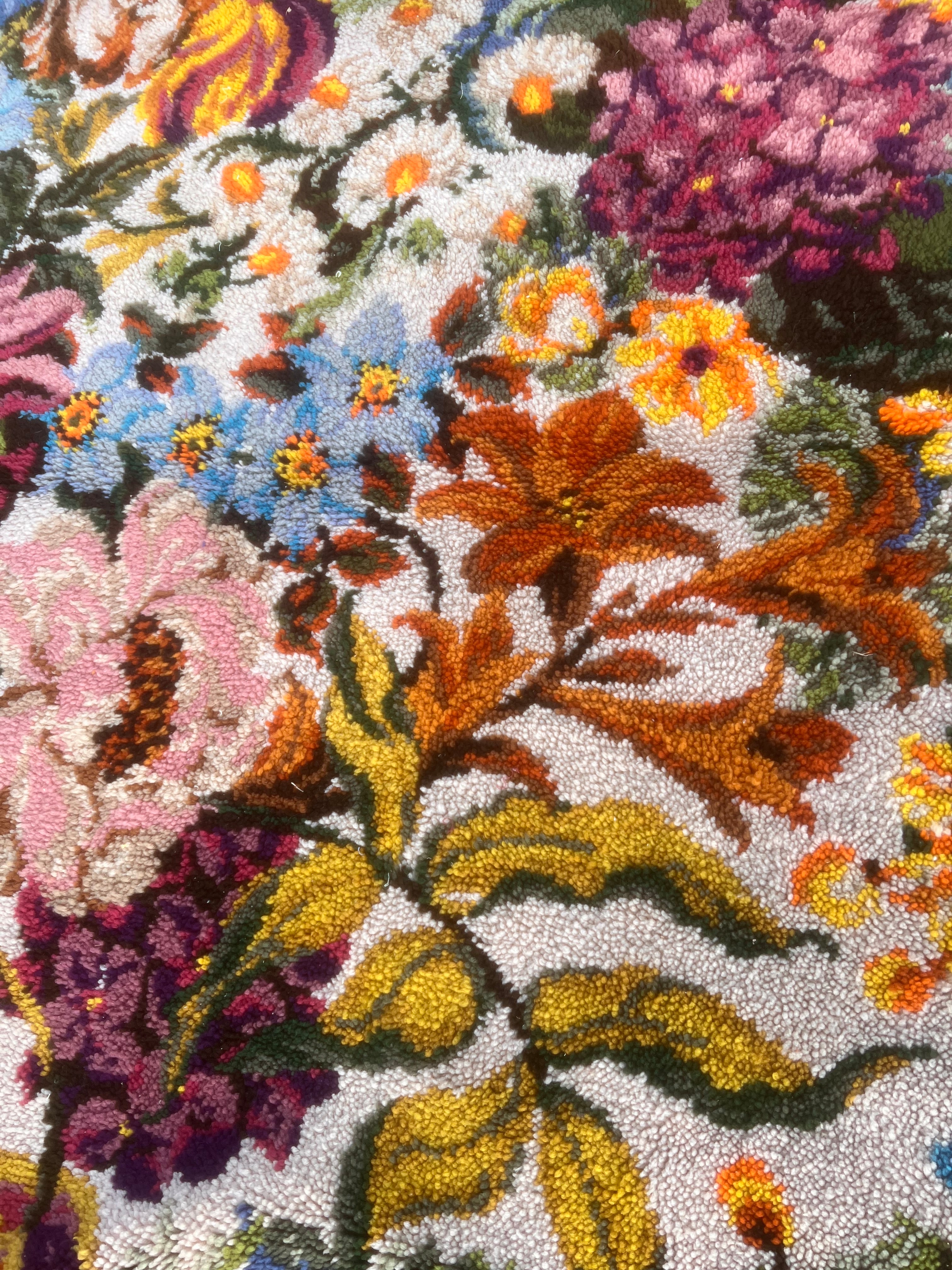 1950 Wool Rug Large wool 1950s floral rug – Anemone Interiors