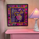 Rare 1980s Escada framed silk tiger scarf