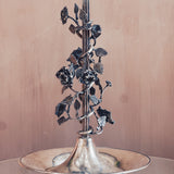 Large flower silver plated table lamp signed lamp F.Valenti