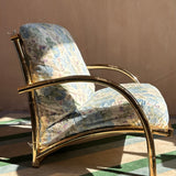 Rare 1970s large chunky ltalian gold chrome armchair removable cushions
