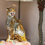 Italian 1970s large leopard lamp