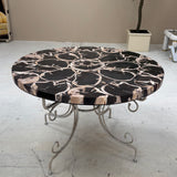 Rare 1970s Fossilised Wood Mosaic Dining Table