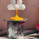 Rare Kaiser Leuchten yellow metal pendant light 10 globe C.1960