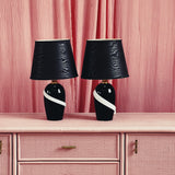 Pair of Murano black and white ribbon effect lamps 1980s