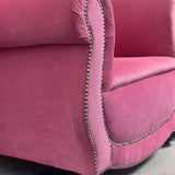 Large French recovered pink club chairs C.1970 (sold separately)