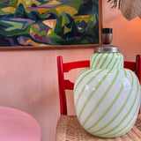 1970s Italian Mint green and white Murano lamp by Venini
