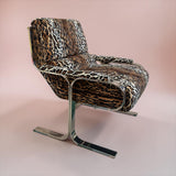 1970s American leopard chrome armchair