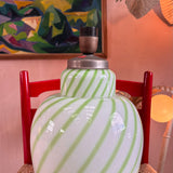 1970s Italian Mint green and white Murano lamp by Venini