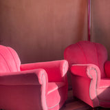 Large French recovered pink club chairs C.1970 (sold separately)