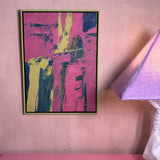 Large pink framed oil painting