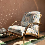 Rare 1970s large chunky ltalian gold chrome armchair removable cushions