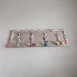 1950s Italian ceramic mermaid hooks on board. Exquisite piece