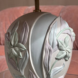 Italian 1970s pastel ceramic flower lamp and orginal shade