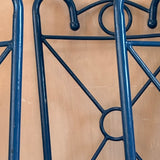 Set of four midcentury blue iron garden chairs