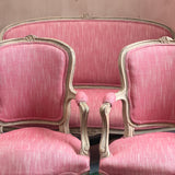 Pink French Louis XVI Style 19th Century Painted Wood Sofa and chairs.
