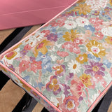 1950s Black Iron upholstered floral bench