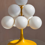 Rare Kaiser Leuchten yellow metal pendant light 10 globe C.1960