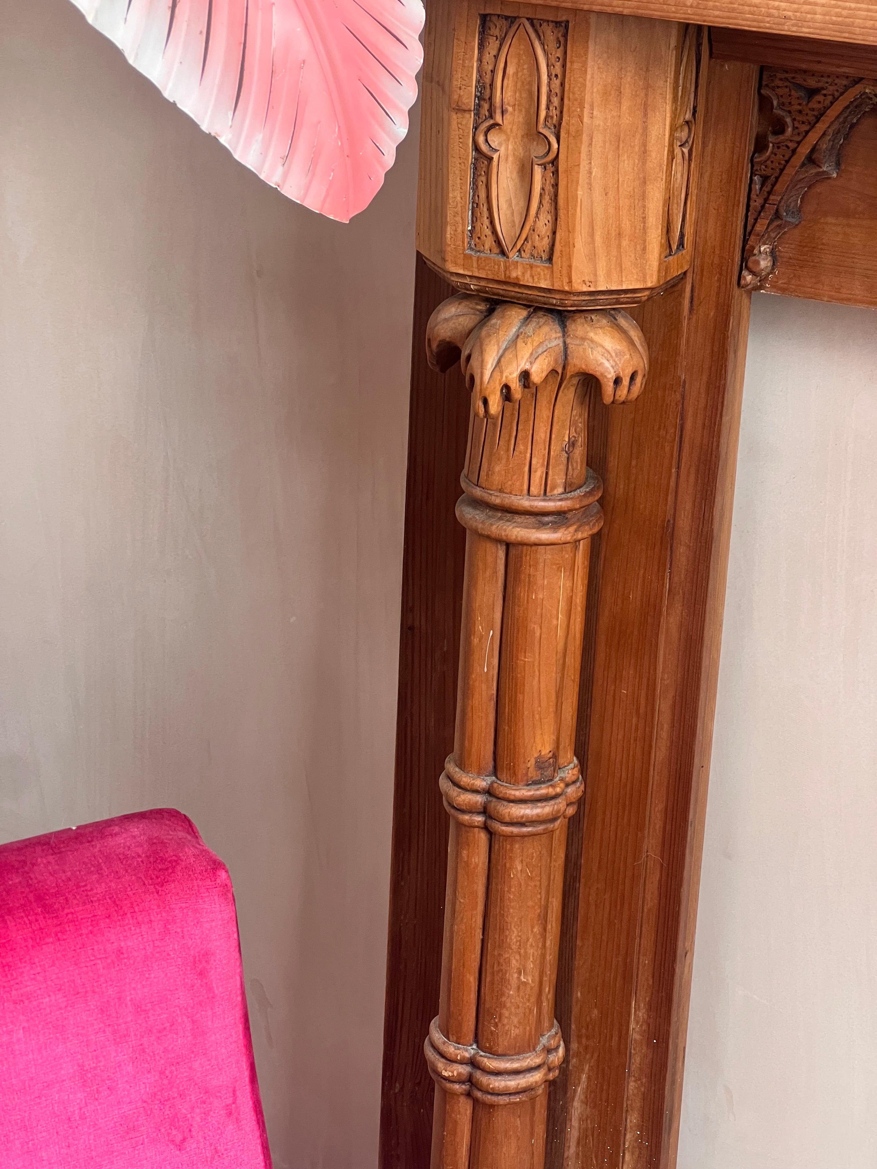 Large Italian wood carved palm fireplace surround C.1950 – Anemone ...
