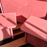 1980s handmade Italian pink bedroom furniture set