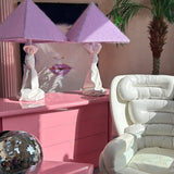 Rare pair of 1970s John Dickinson drape, knotted table lamps