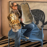 1930s heavy steel pear shape mirror