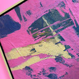 Large pink framed oil painting