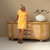 Italian 1970s yellow bamboo and cane sideboard