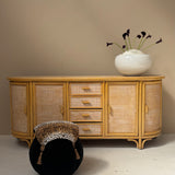 Italian 1970s yellow bamboo and cane sideboard