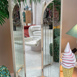 1970s Italian signed full length free standing mirror by Beppe Vida