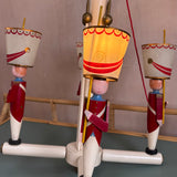 Rare 1950's Jacques Adnet Soldiers by Suzanne Bonnichon wooden chandelier