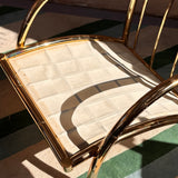Rare 1970s large chunky ltalian gold chrome armchair removable cushions