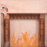 Large Italian wood carved palm fireplace surround C.1950