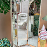 1970s Italian signed full length free standing mirror by Beppe Vida