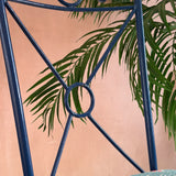 Set of four midcentury blue iron garden chairs