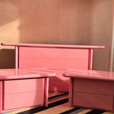 1980s handmade Italian pink bedroom furniture set