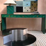 Rare 1970s Vivai Del Sud green console and matching lamp (sold as a set)