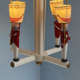 Rare 1950's Jacques Adnet Soldiers by Suzanne Bonnichon wooden chandelier