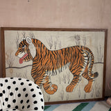 1960s Framed Tibetan tiger painting
