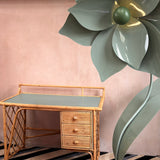 Huge rare 1990s sage green flower floor lamp