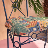 Set of four midcentury blue iron garden chairs