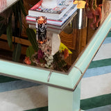 1970s large mint green coffee table by Antonio Pavia. Signed