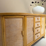 Italian 1970s yellow bamboo and cane sideboard
