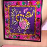 Rare 1980s Escada framed silk tiger scarf