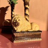 1970s Italian ceramic lion with palm candle holders