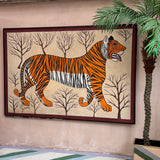 Rare large 1970s framed Tibetan Tiger oil painting on canvas